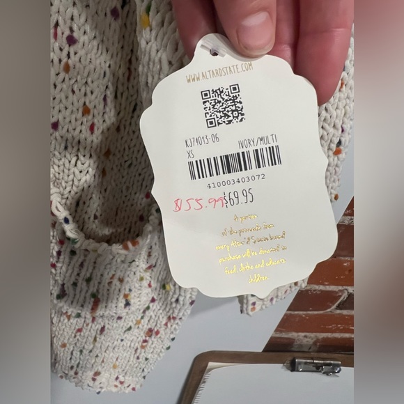NWT Altar’d state knit sweater, xs, cream & rainbow polka dots 🌈 - Picture 3 of 6